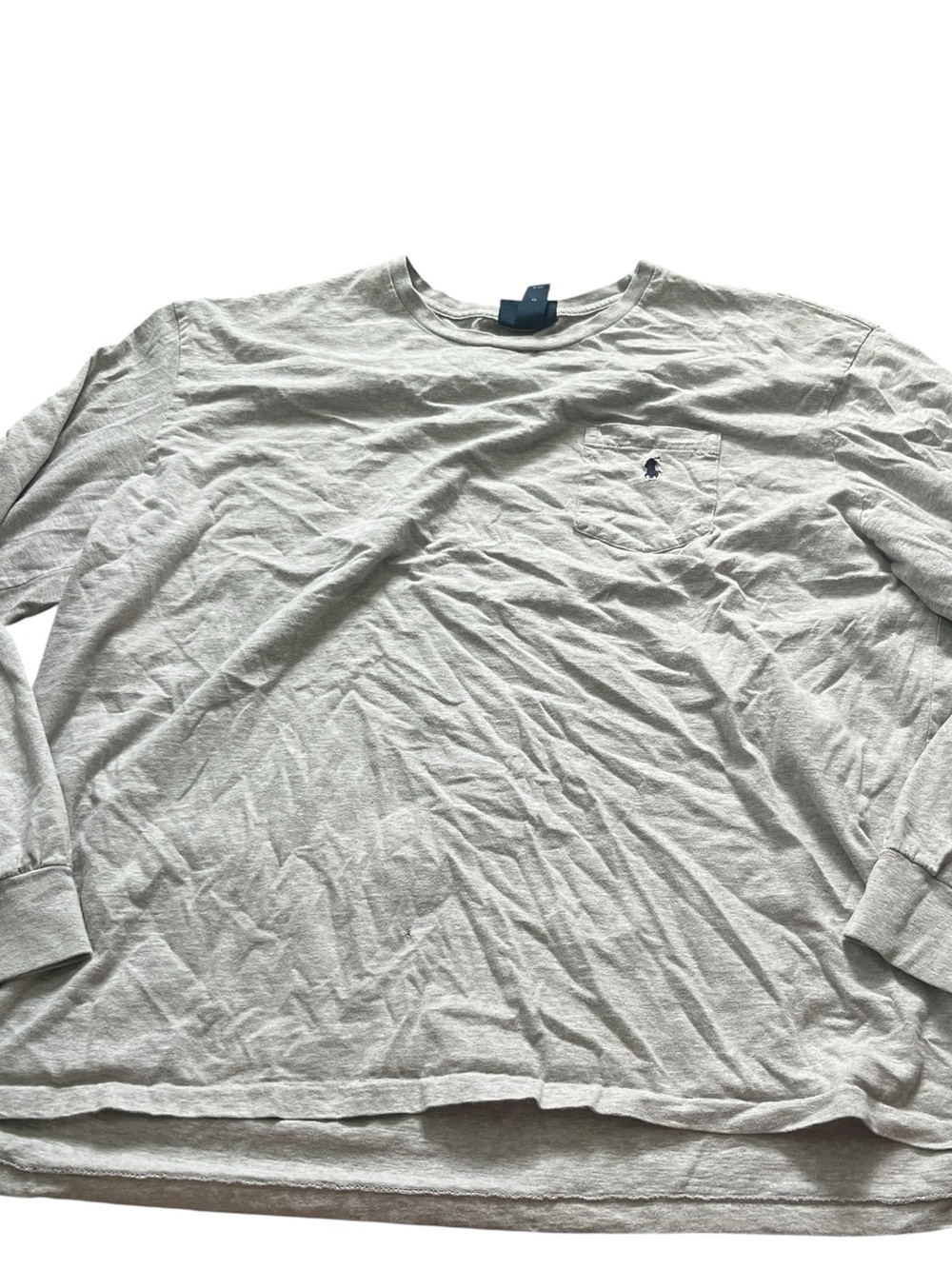 Polo Ralph Lauren Mens Long Sleeve Tee Light Gray Chest Pocket Size 2XL XXL
